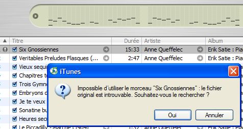 message d'erreur de iTunes